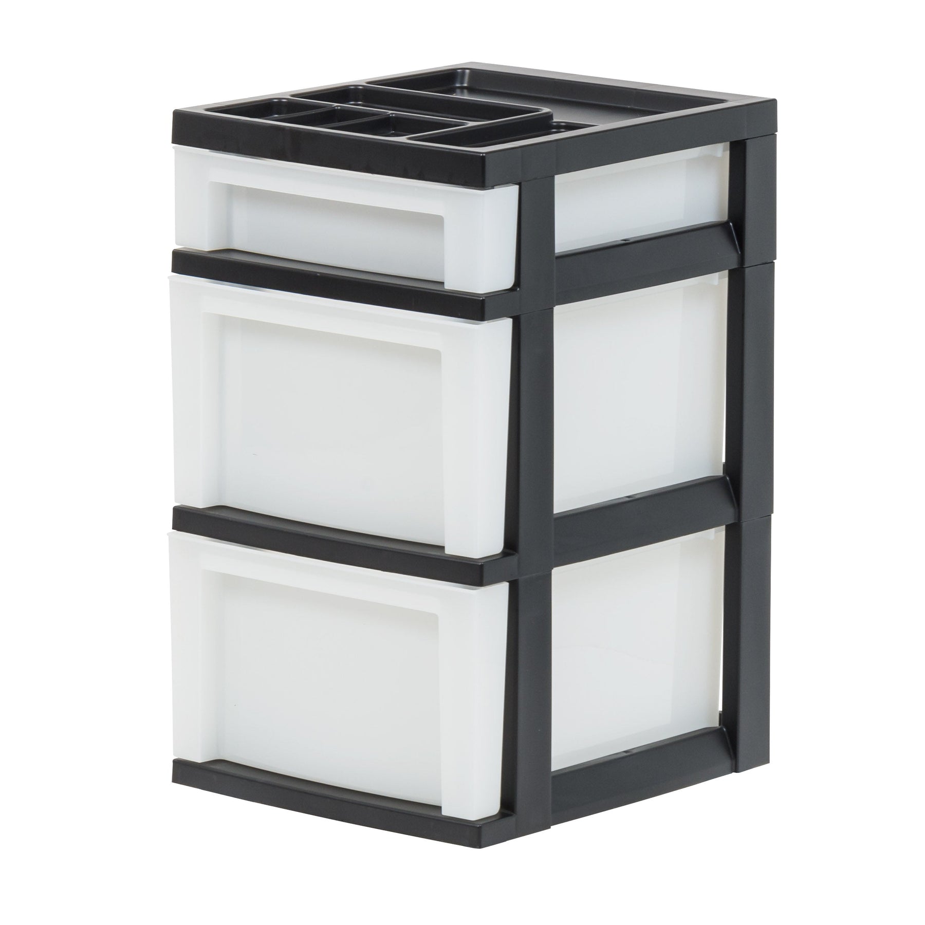 Iris USA 3 Drawer Plastic Organizers and Storage, black/pearl