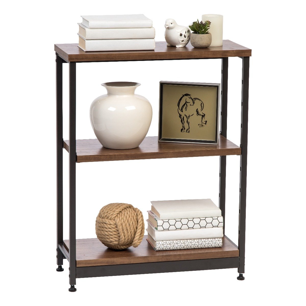 Wood and Metal Shelf - 3 Tier - Narrow