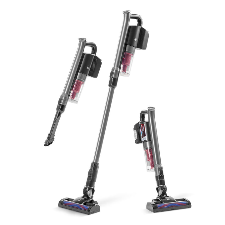 IRIS USA High Power Cordless Stick Vacuum Cleaner with Replaceable Rechargeable Battery, Cyclone Suction Vacuum, Up to 35 Minute Run Time, Washable Filter, for Hard Floors & Low Rugs,High Power in Silver/ Wine Red - IRIS USA, Inc.