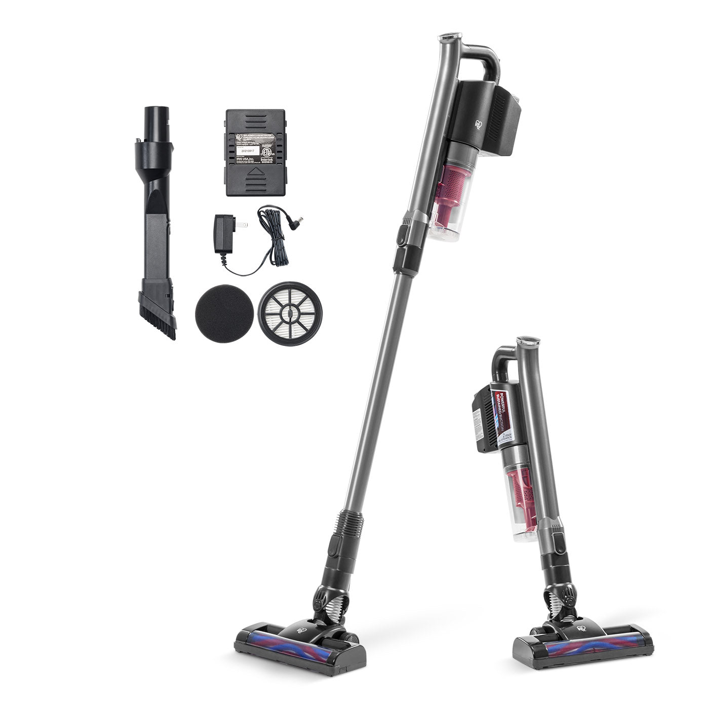 IRIS USA High Power Cordless Stick Vacuum Cleaner with Replaceable