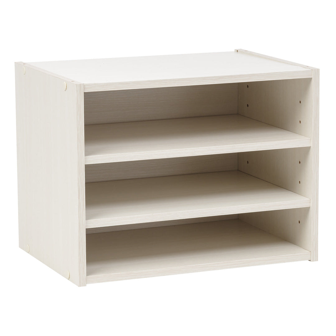 TACHI Modular Wood Storage Organizer Box with Adjustable Shelves, Off White