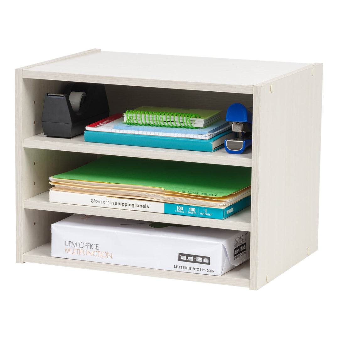 TACHI Modular Wood Storage Organizer Box with Adjustable Shelves, Off White - IRIS USA, Inc.
