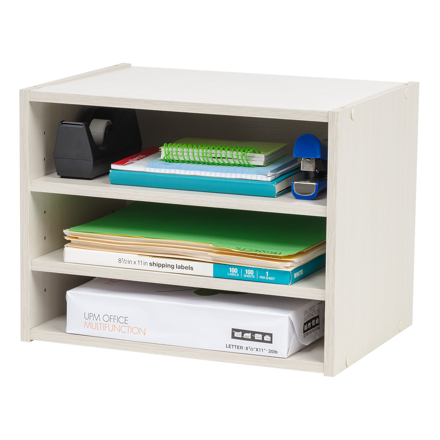 Iris USA 2-Tier Shelf Organizer with Easy Access Angled Cubby, White