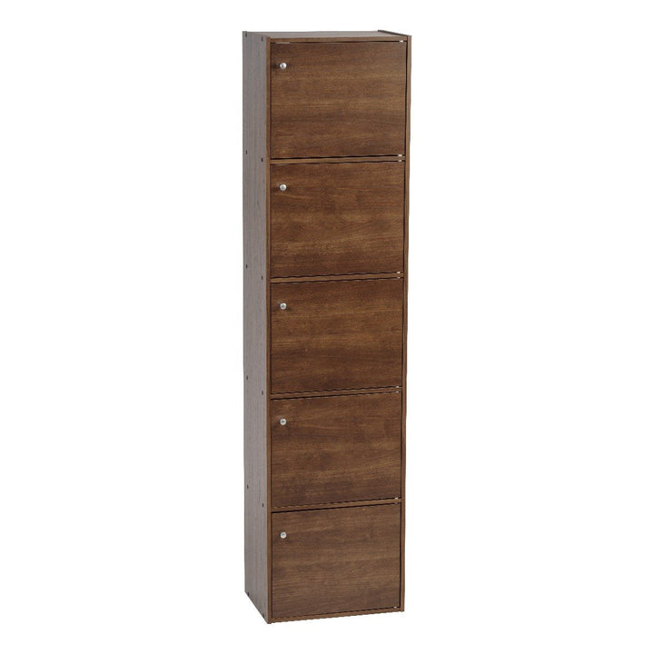 Wood Storage Shelf 5 Tiers with 5 Doors - image 2#color_brown