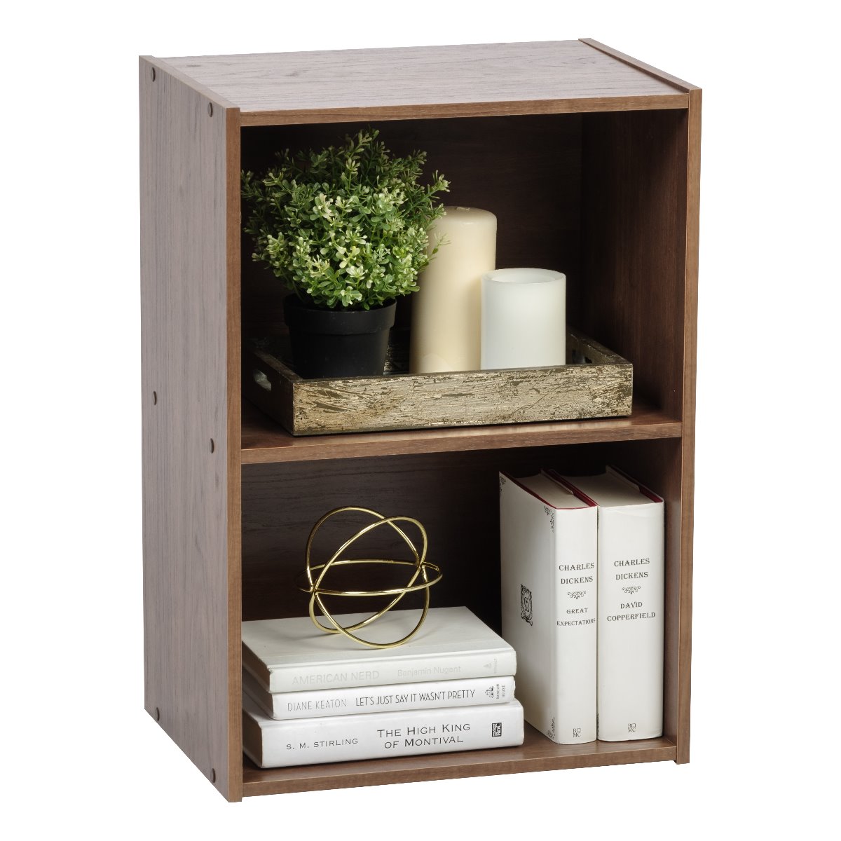 2-Tier Wood Storage Shelf, Brown – IRIS USA