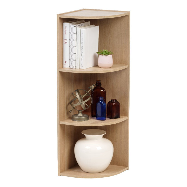 3-Tier Corner Curved Shelf Organizer, Light Brown - IRIS USA, Inc.