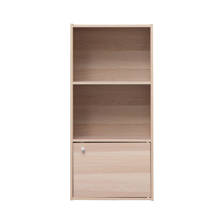 3 tier wood storage shelf with door