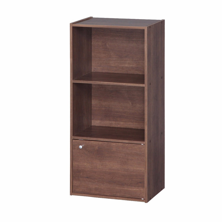 3 tier wood storage shelf with door