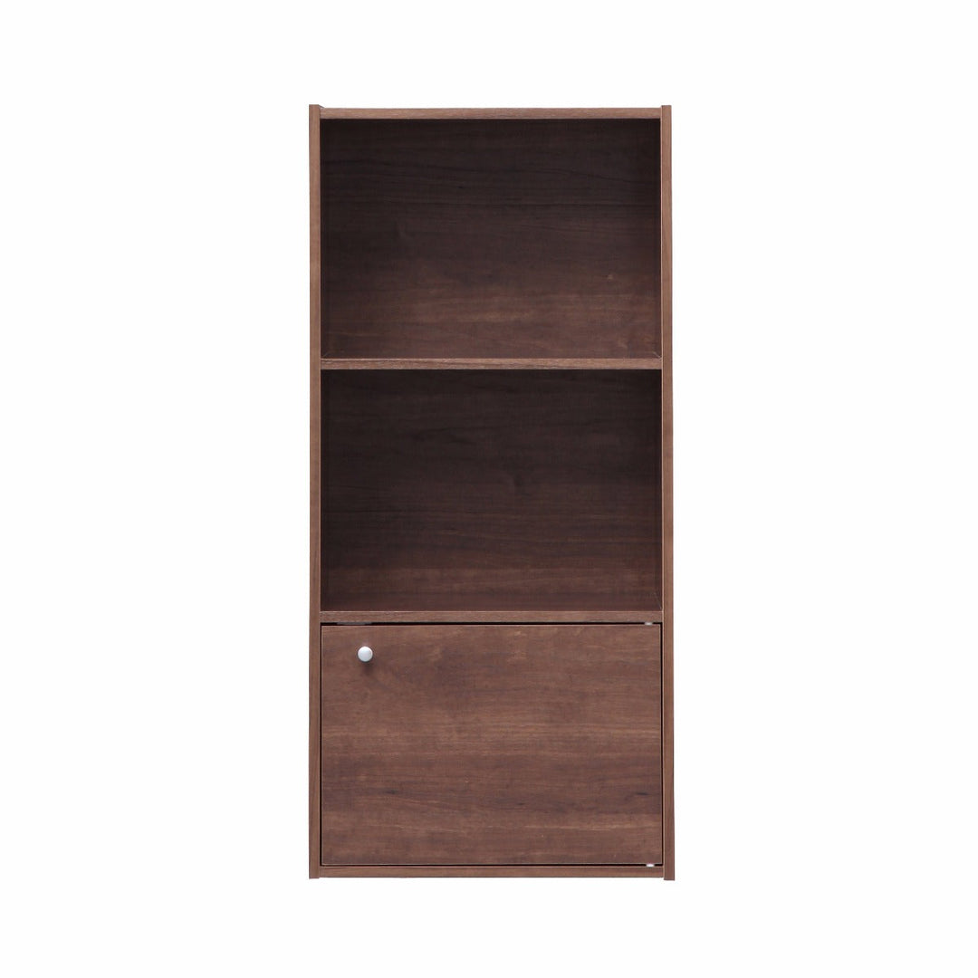 3-Tier Wood Storage Shelf with Door, Dark Brown - IRIS USA, Inc.