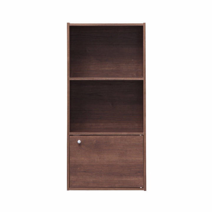 3-Tier Wood Storage Shelf with Door, Dark Brown - IRIS USA, Inc.