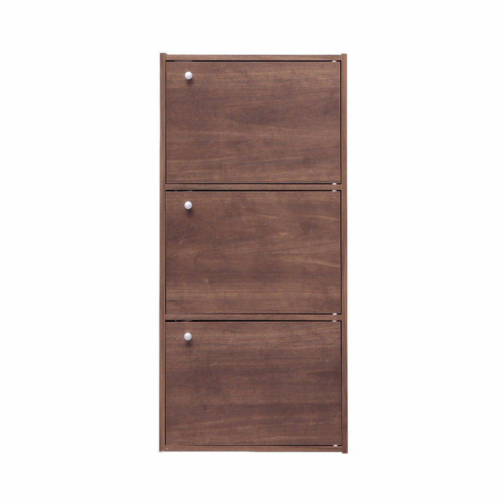 3-Door Wood Storage Shelf, Dark Brown - IRIS USA, Inc.