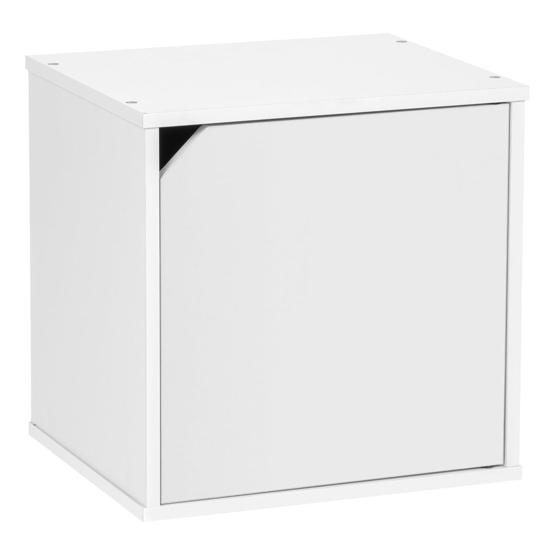 Wood Cube Box with Door - image 1#color_white