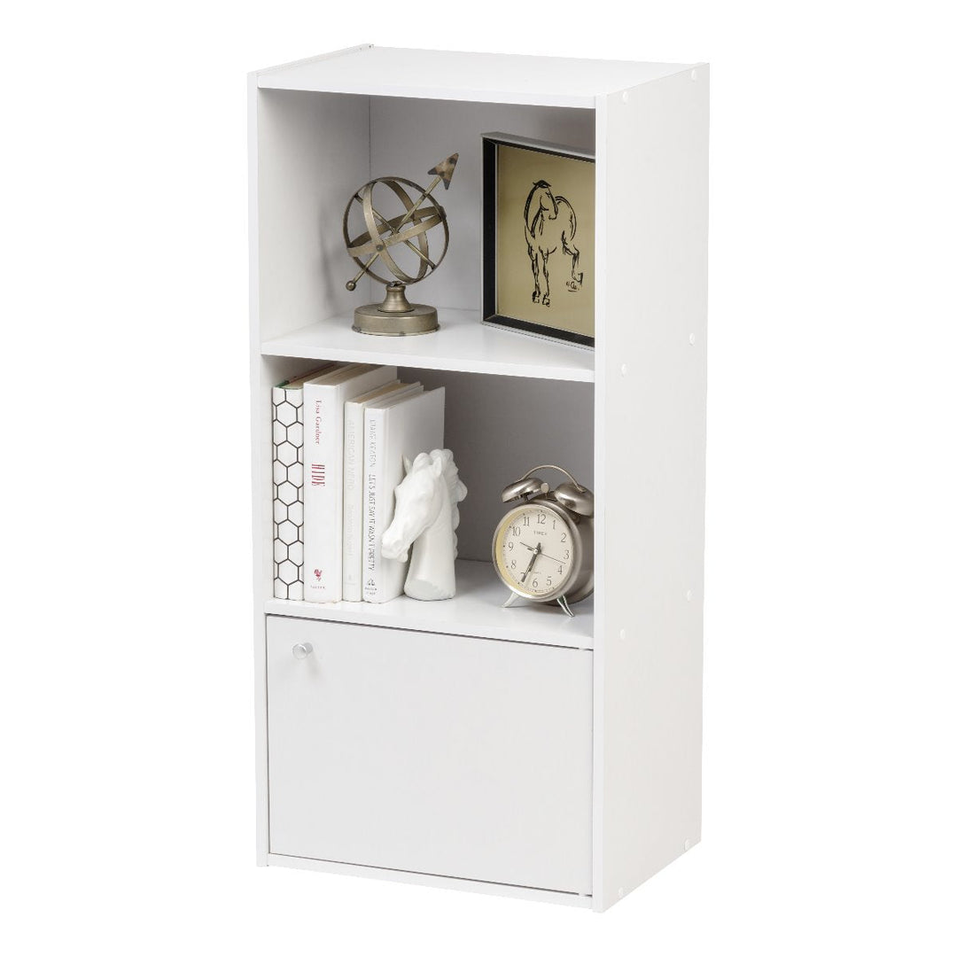3-Tier Wood Storage Shelf with Door, White - IRIS USA, Inc.