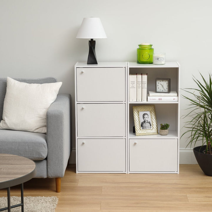 3-Tier Wood Storage Shelf with Door, White - IRIS USA, Inc.