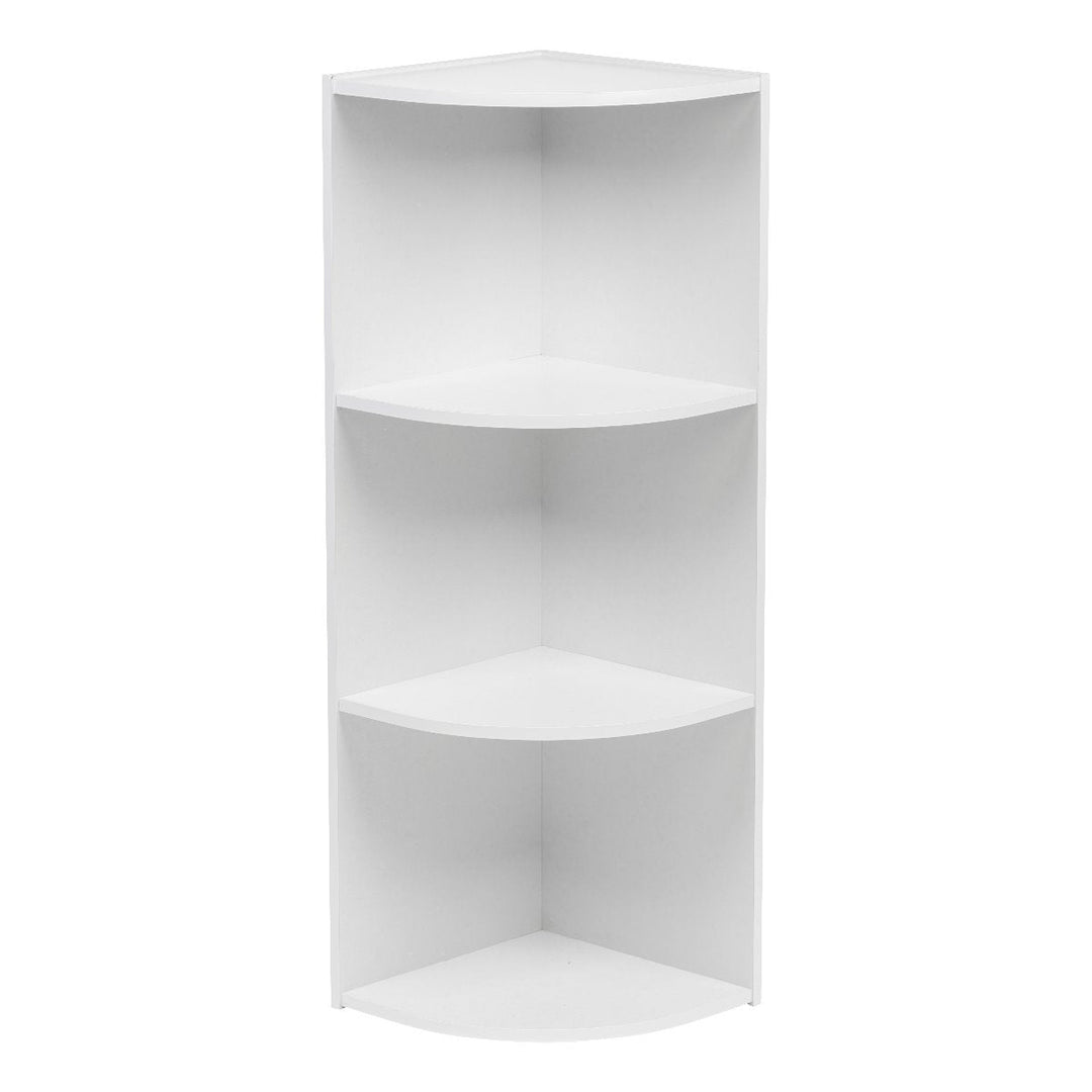 3-Tier Corner Curved Shelf Organizer, White - IRIS USA, Inc.