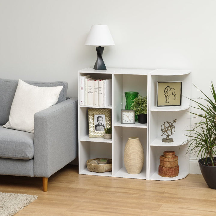 3-Tier Corner Curved Shelf Organizer, White - IRIS USA, Inc.