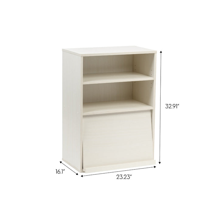 Open Wood Shelf with Pocket Door, Off White, Collan Series - IRIS USA, Inc.