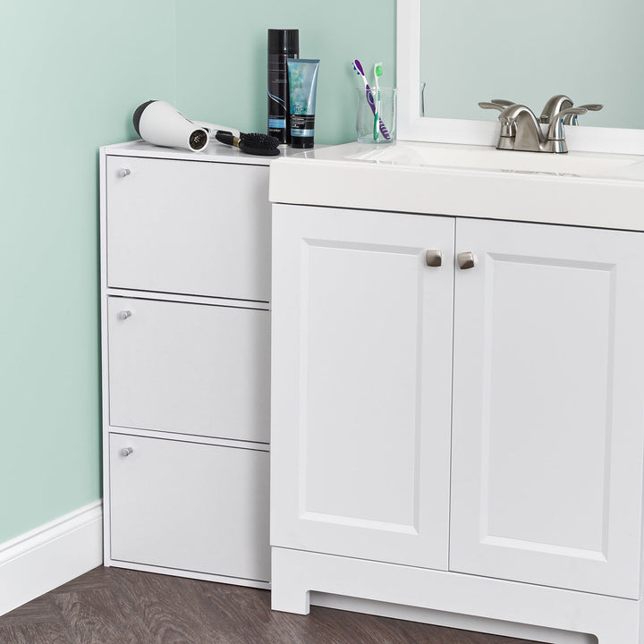 IRIS USA 3 Tier Small Storage Cabinet, Portable Storage Shelf Unit, Small Bookcase with Doors, White - IRIS USA, Inc.