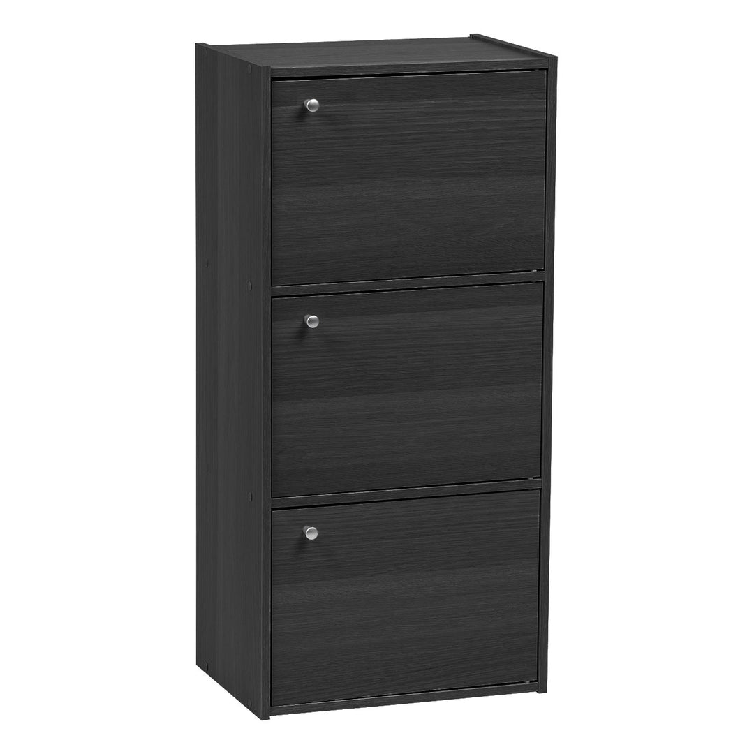 IRIS USA 3 Tier Small Storage Cabinet, Portable Storage Shelf Unit, Small Bookcase with Doors, Black - IRIS USA, Inc.