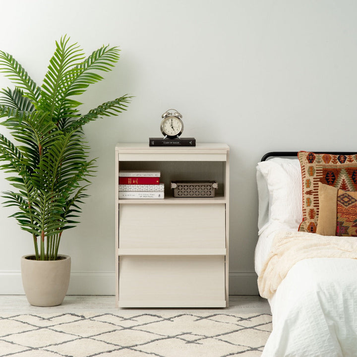 3-Tier Wood Shelf with Pocket Doors, Off White, Collan Series - IRIS USA, Inc.