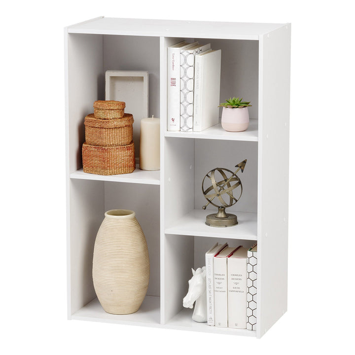 IRIS USA 5 Compartment Open Bookshelf, Cube Storage Organizer, Closet Shelves, Wooden Bookshelf, White - IRIS USA, Inc.