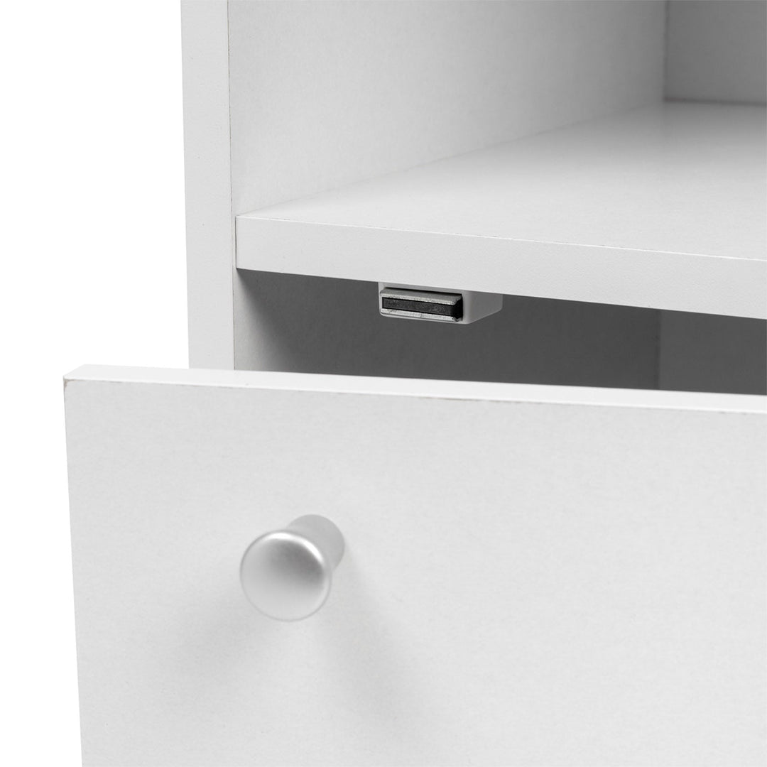 IRIS USA 3 Tier Bookshelf and Storage Cupboard, Open Cubby Storage Shelf with Door, Small Storage Cabinet, White - IRIS USA, Inc.