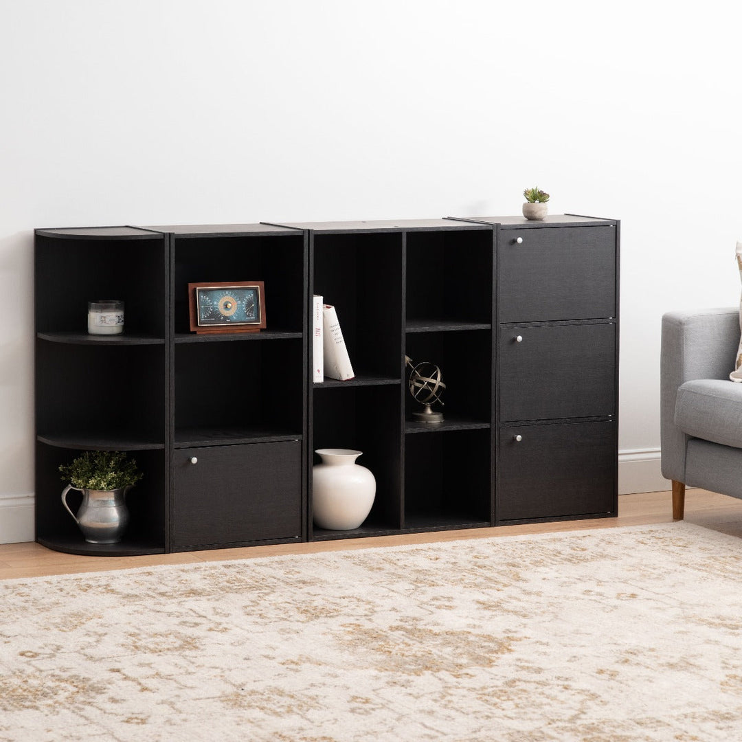 3-Tier Corner Curved Shelf Organizer, Black - IRIS USA, Inc.