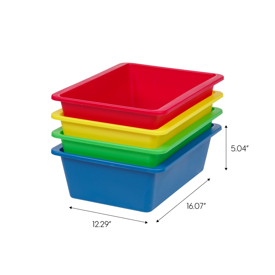 Iris Large Multi-Purpose Plastic Bins, 4 Pack, Primary