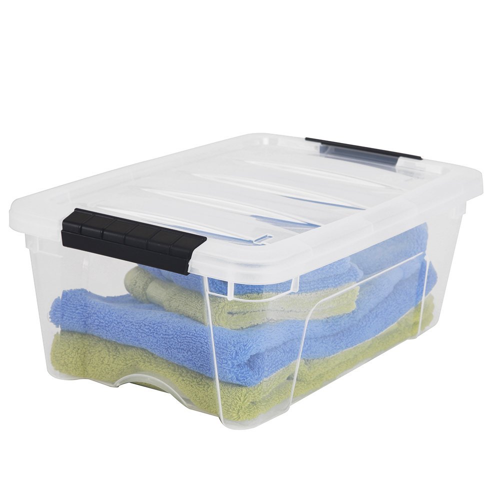 Iris USA Inc TB-42 12 Quart Stack Pull Box Multi-Purpose Storage Bin 6 Pack Pearl