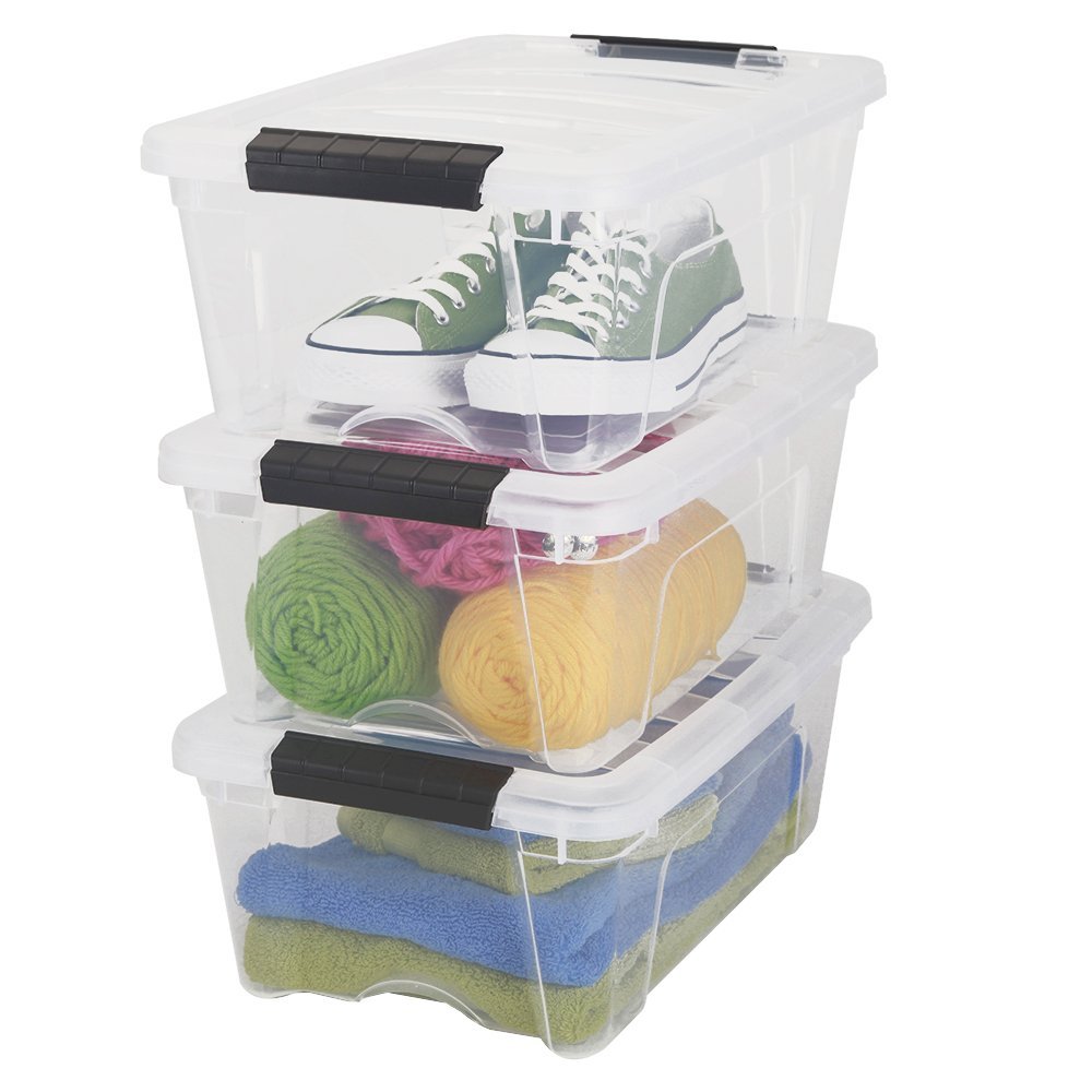 12 qt. Stack and Pull Clear Storage Box with Lid in Gray 500210 - The Home  Depot