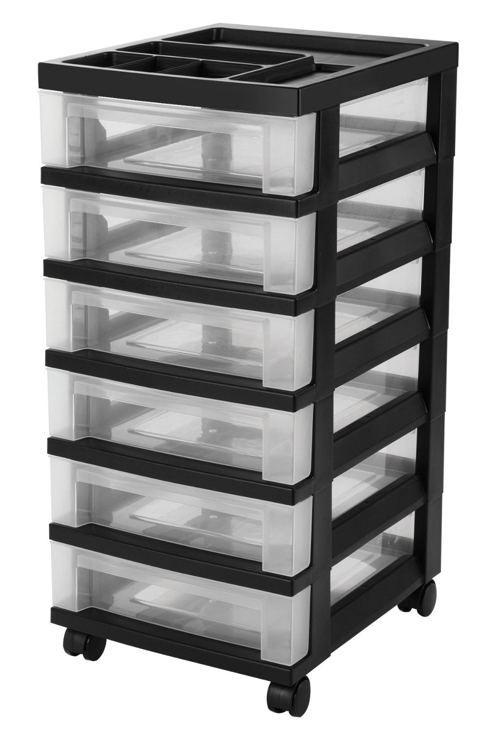 Storage Cart with Organizer Top - 6 Drawer - image 1#color_black