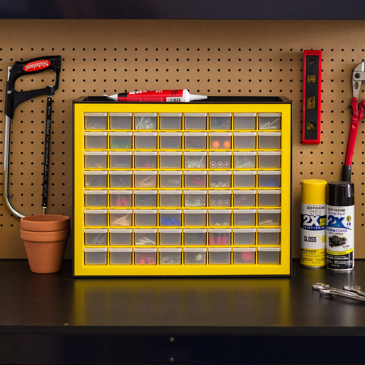 IRIS USA, 64 Drawer Parts Cabinet, Black/Yellow - IRIS USA, Inc.