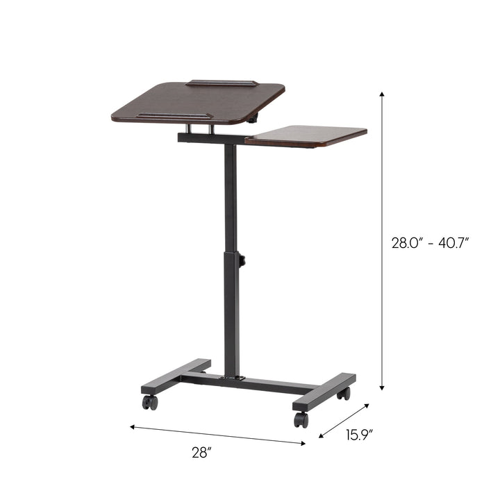 Laptop Cart Adjustable Height and Angle Table with Side Table, Brown - IRIS USA, Inc.