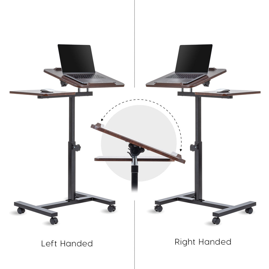 Laptop Cart Adjustable Height and Angle Table with Side Table, Brown - IRIS USA, Inc.