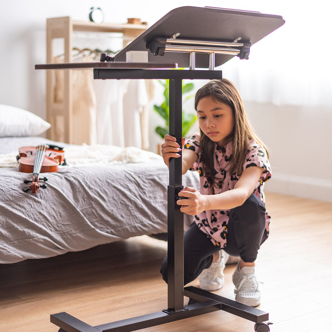 Laptop Cart Adjustable Height and Angle Table with Side Table, Brown - IRIS USA, Inc.