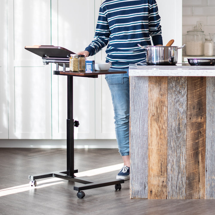 Laptop Cart Adjustable Height and Angle Table with Side Table, Brown - IRIS USA, Inc.