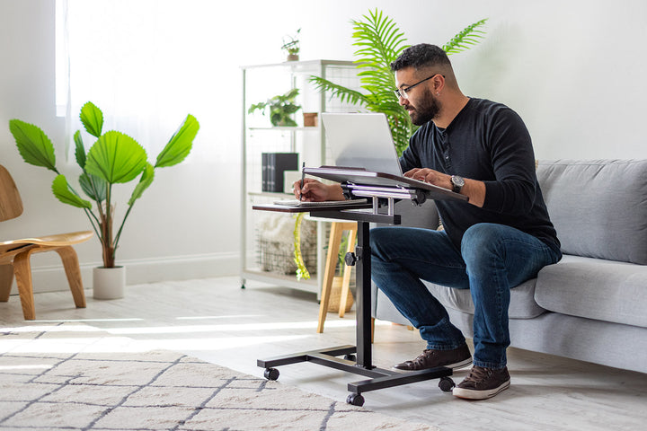 Laptop Cart Adjustable Height and Angle Table with Side Table, Brown - IRIS USA, Inc.