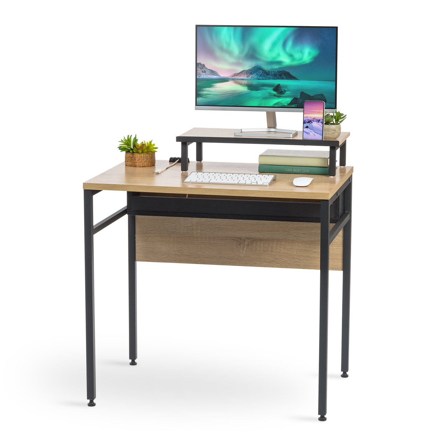 Computer Desk With Monitor Computer Desk With Monitor Stand and Cable management – IRIS USA