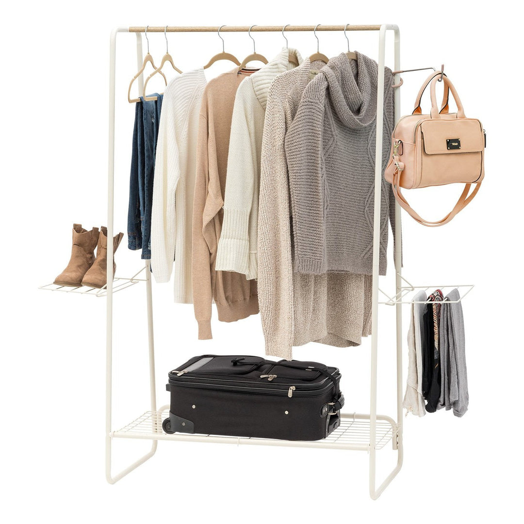 metal dress rack IRIS Large Metal Garment and Accessories Rack White