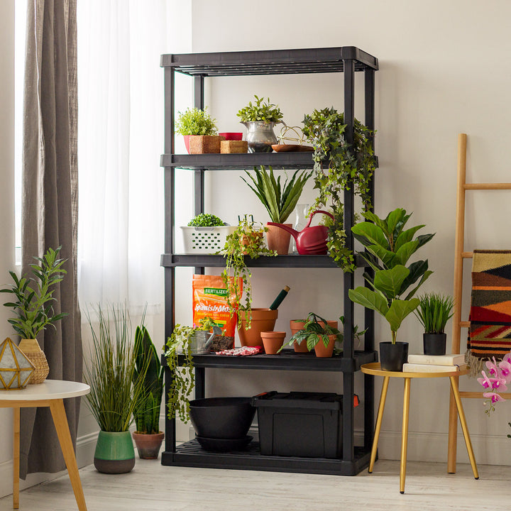 IRIS USA, Plastic Rack Shelf with 5 Large Shelves, Black - IRIS USA, Inc.