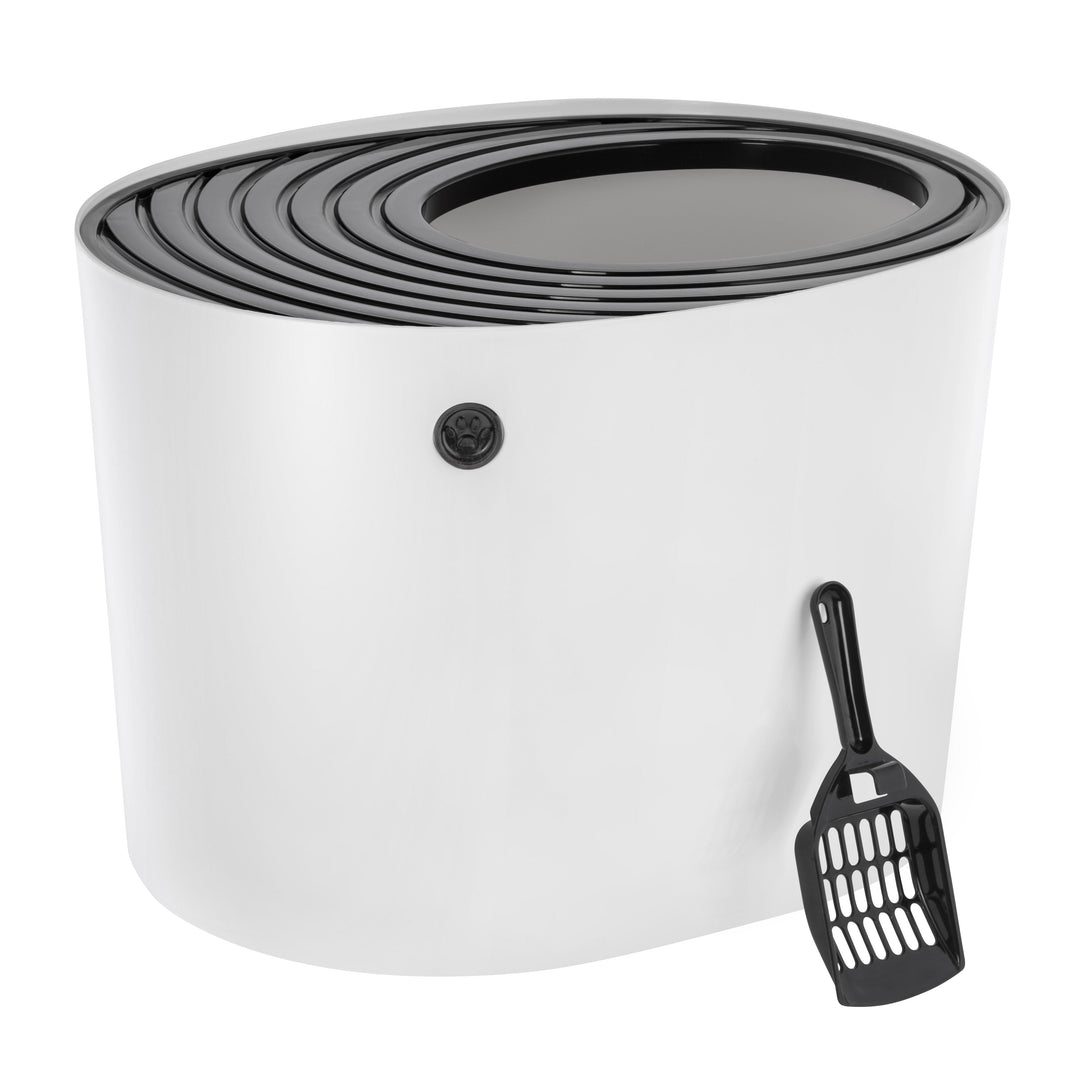 IRIS USA, Top Entry Cat Litter Box with Scoop, White/Black - IRIS USA, Inc.