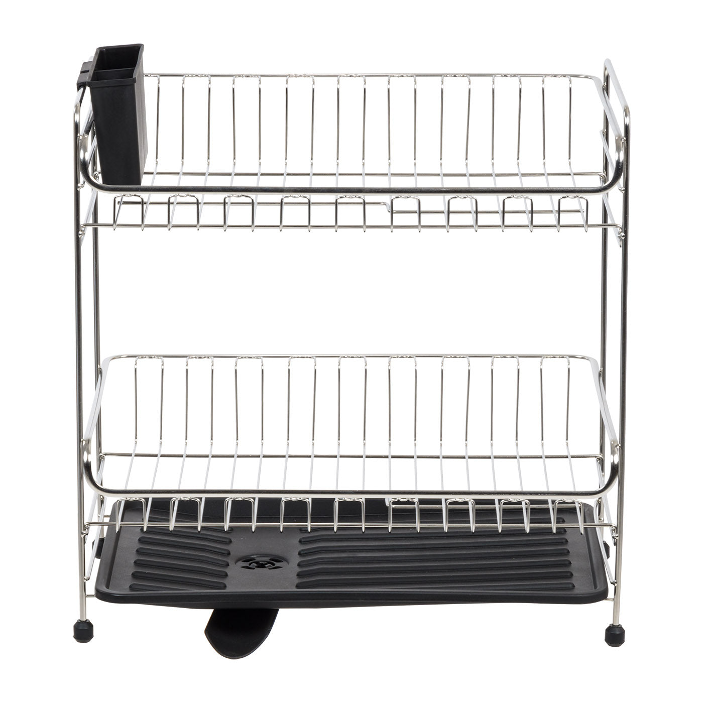 2-tier Medium Dish Rack with Drain Spout Black – IRIS USA