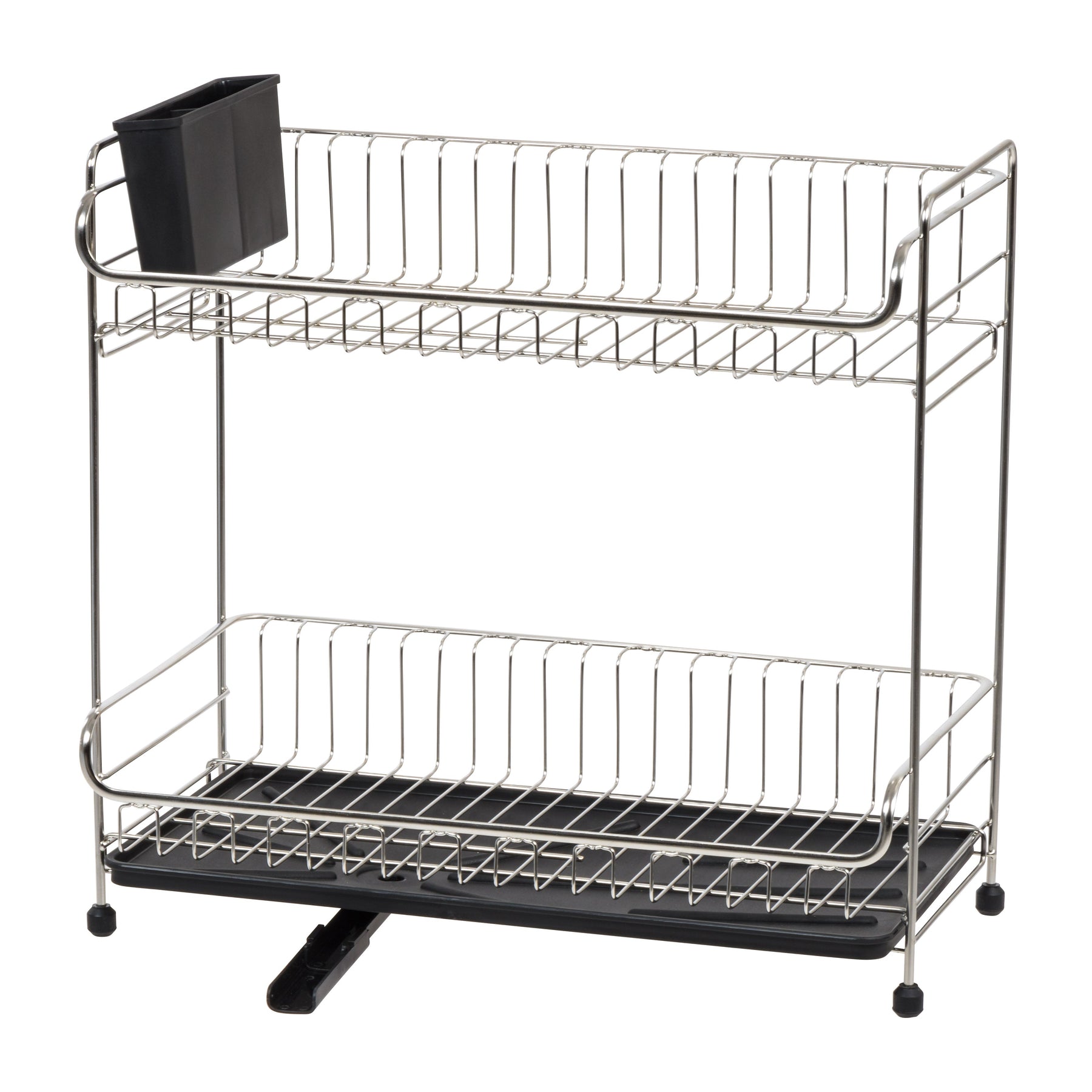 Stainless Steel 2 tier Slim sized Dish Rack Black IRIS USA