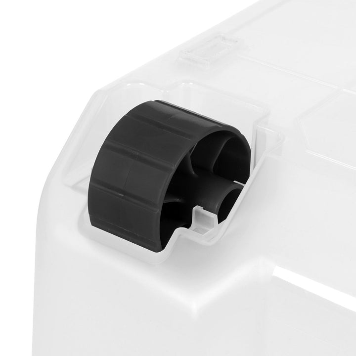 106 Quart WEATHERPRO Wheeled Plastic Storage Bin with lid and Buckles, Clear, 3 Pack - IRIS USA, Inc.
