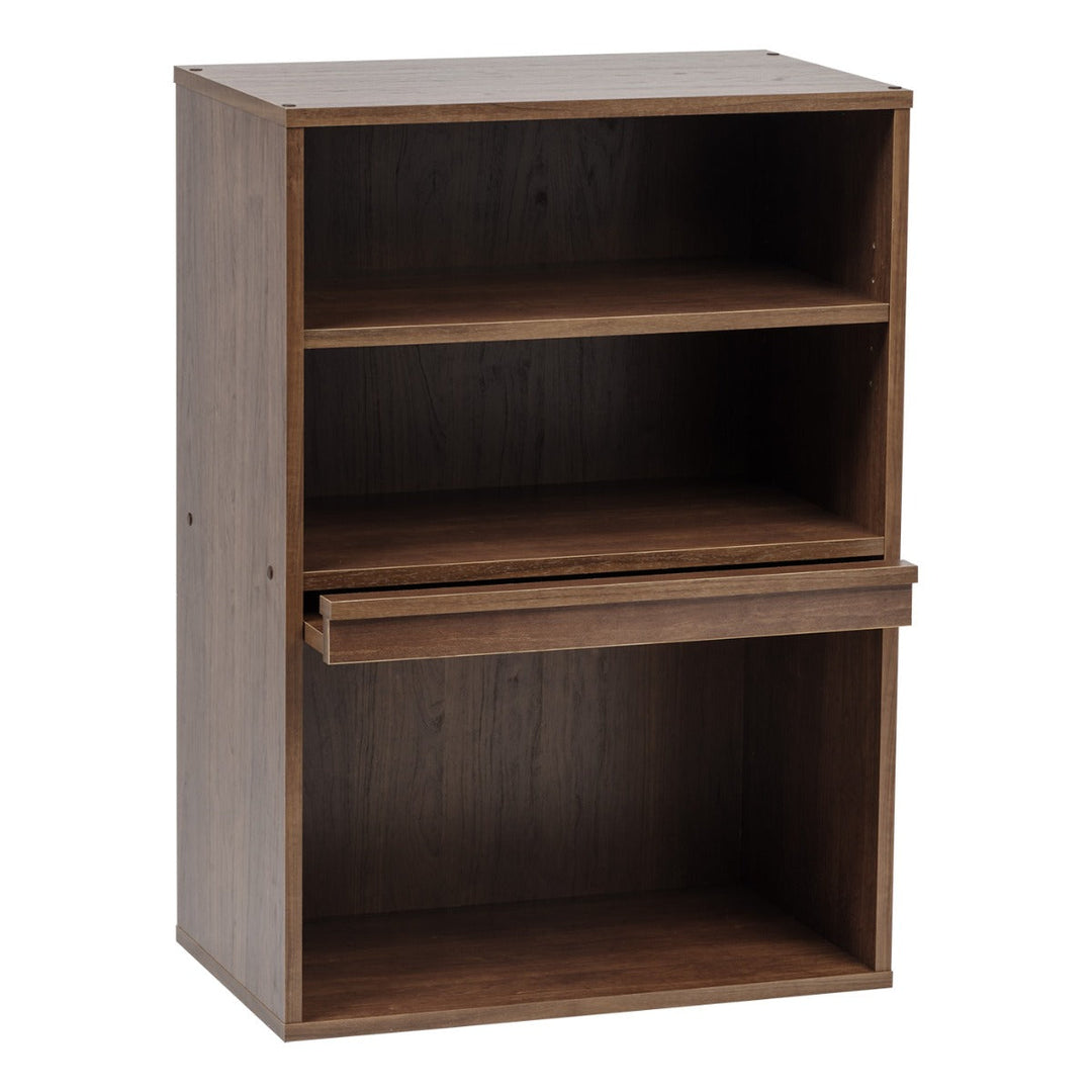 Open Wood Shelf with Pocket Door, Brown, Collan Series - IRIS USA, Inc.