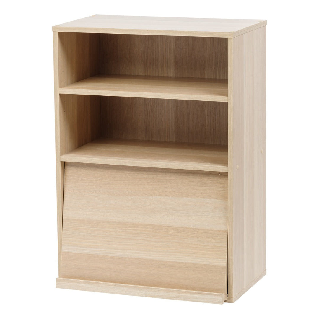 Open Wood Shelf with Pocket Door, Light Brown, Collan Series - IRIS USA, Inc.