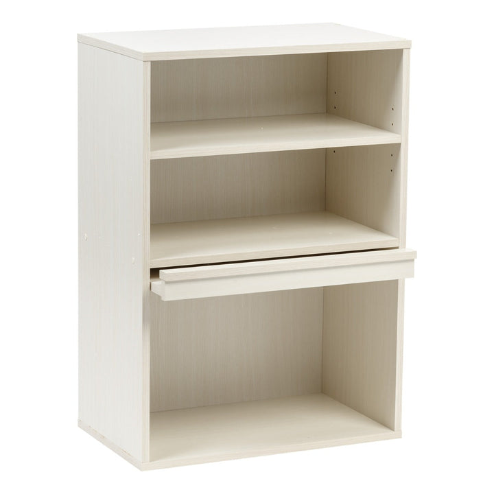 Open Wood Shelf with Pocket Door, Off White, Collan Series - IRIS USA, Inc.