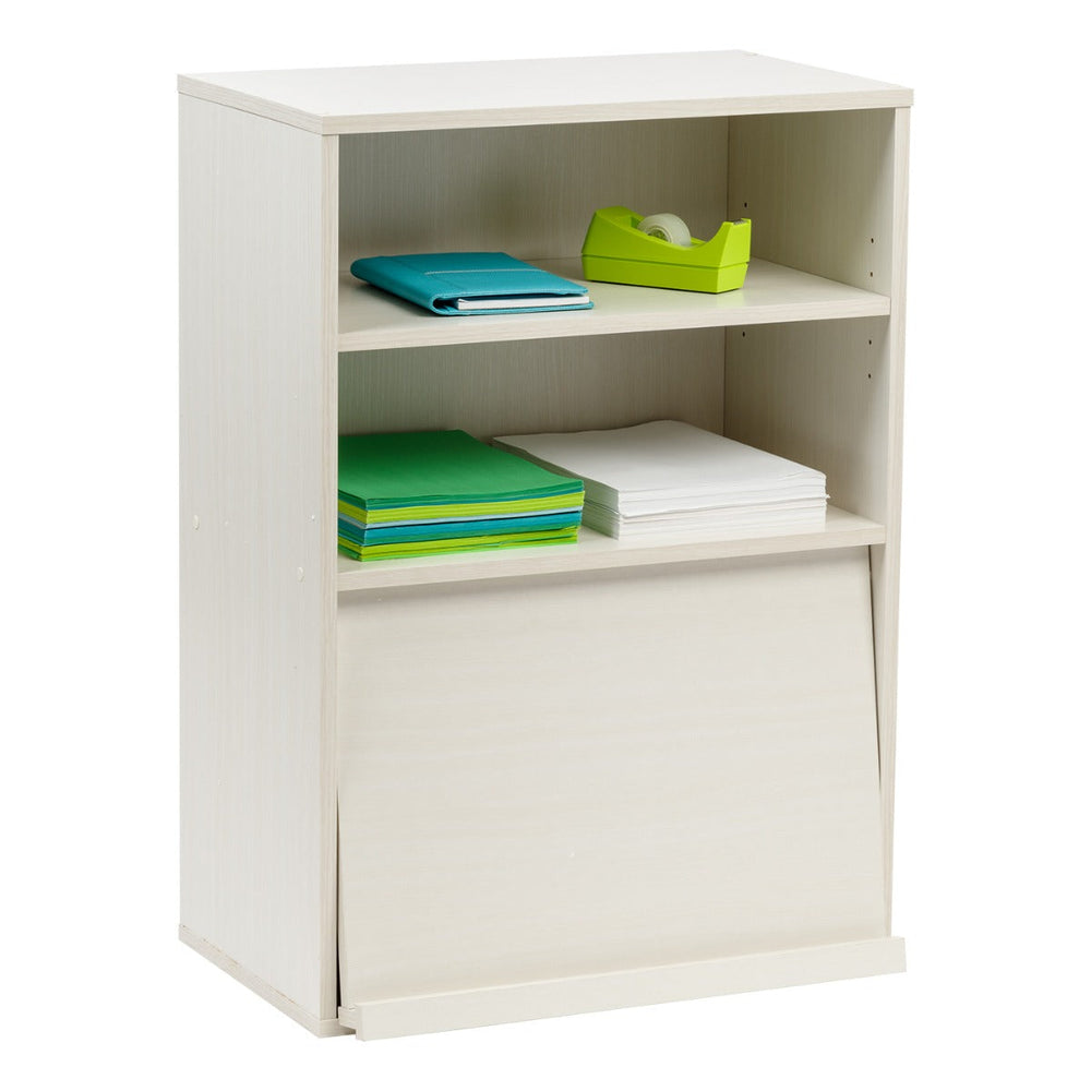 Open Wood Shelf with Pocket Door, Off White, Collan Series - IRIS USA, Inc.