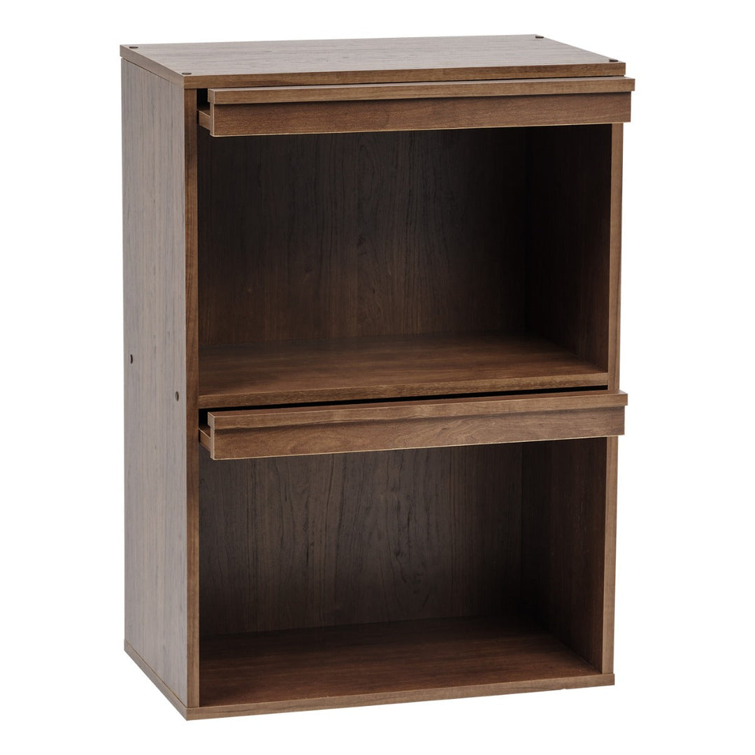 2-Tier Wood Shelf with Pocket Doors, Brown, Collan Series - IRIS USA, Inc.