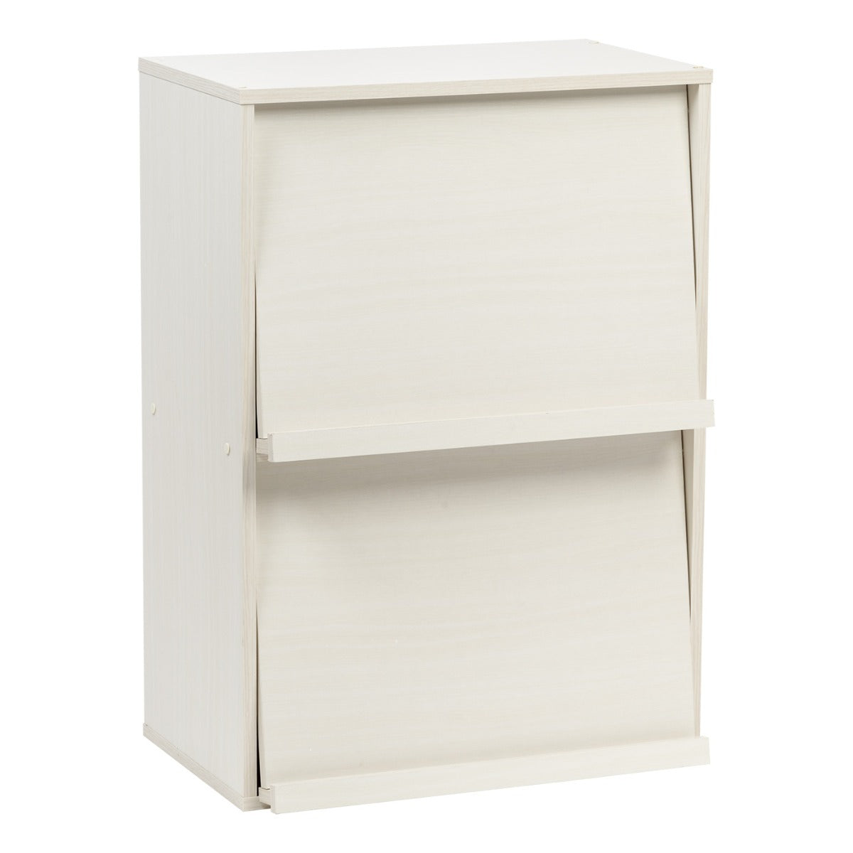2-Tier Wood Shelf with Pocket Doors, Off White, Collan Series